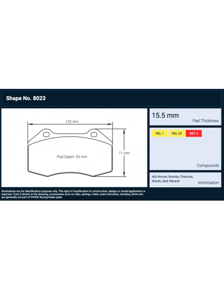 Pagid 8023 500 Abarth Brembo / Alfa 4c / Clio RS 3 / 124 Abarth