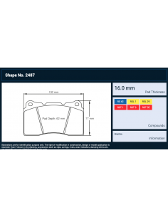 Pagid 2487 Megane 3 RS / Lancer Evo / Brembo 4 pot calipers