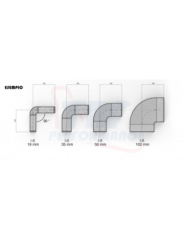 D. 50 mm curva 90° silicone